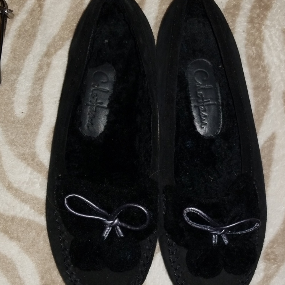 NWOT Cole Haan black loafers with fur insole